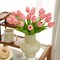 Pink Artificial Flowers 20 Pcs Fake Tulips Realistic Touch Spring Summer Fake Flowers for Home Decor, Outdoor Garden Parties and Wedding Decor